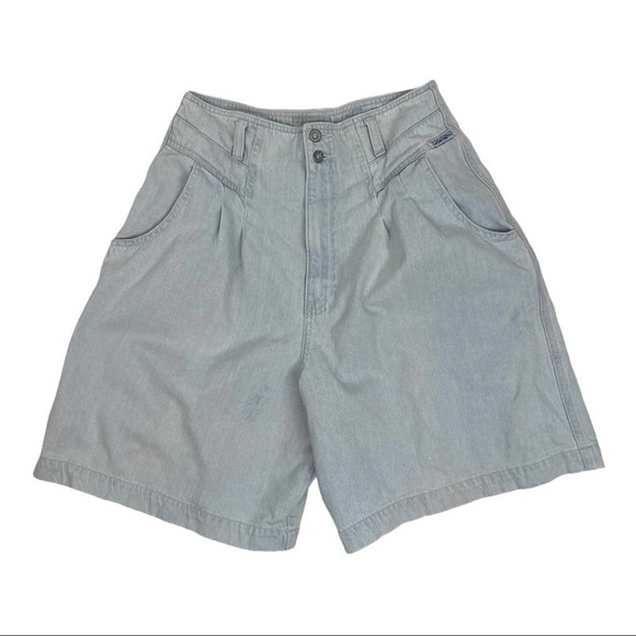 Vintage high rise pleated front denim shorts - Picture 1 of 9